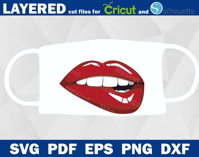 Mouth Sparkling Lips SVG Full Lip Cut Files for Cricut. Biting Lips Sparkle Feminine