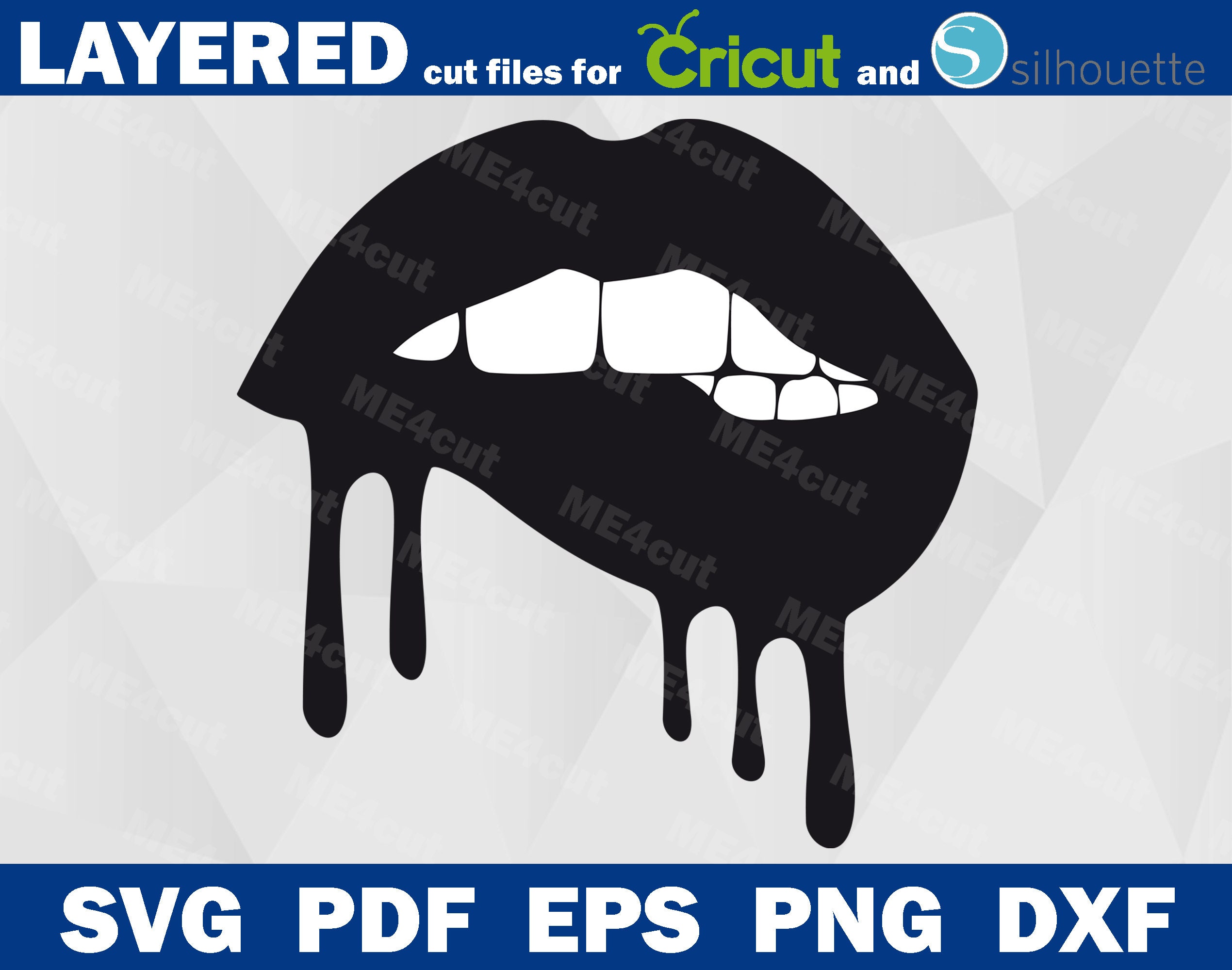 Mouth Sparkling Lips SVG Full Lip Cut Files for Cricut. Biting Lips Sparkle Feminine