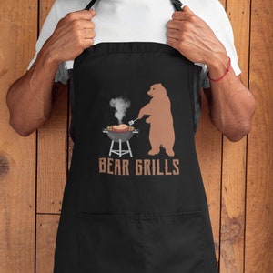 Printed Apron Cooking Barbecue BBQ Cooking Apron Funny - Bear Grills