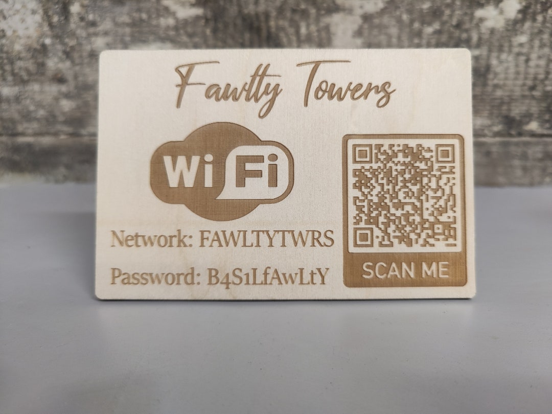 Wifi Password Sign With QR Code Wooden Engraved Small Medium Large wifi-password-sign-with-qr-code-wooden-engraved-small-medium-large