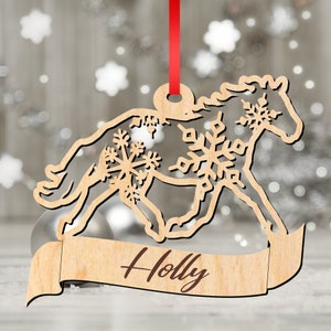 Horse Christmas Decoration  Snowflake Wooden Personalised Remembrance memorial made to order gift idea.