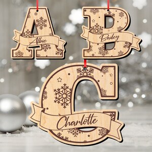 Personalised Christmas Tree Decorations Alphabet Letter Wooden Bauble Personalised Name Gift Ornament