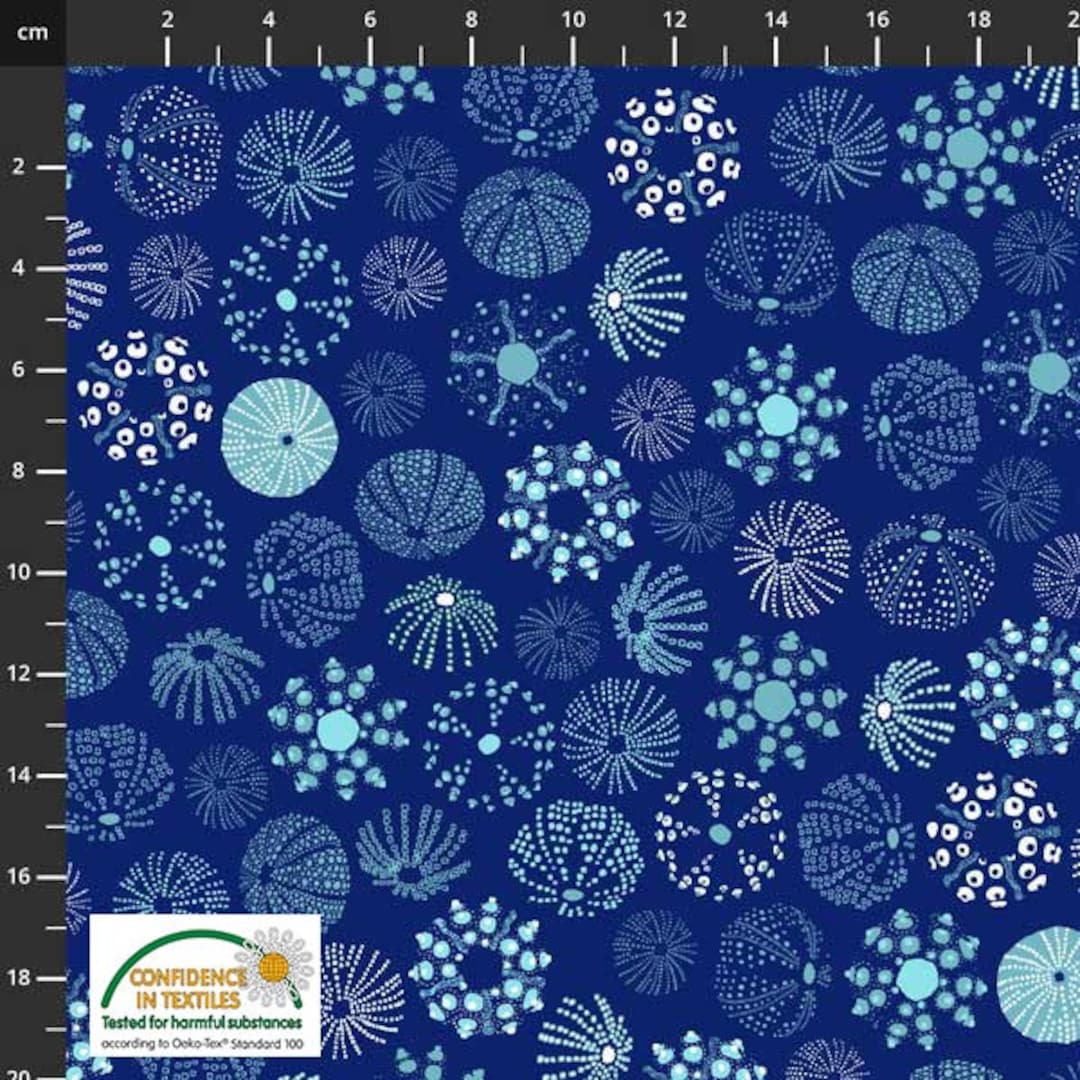 Fabric Ocean Jewels by Stof Fabrics Denmark, Sea Life, Fish, Shell ...