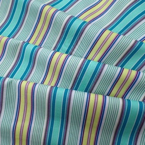 Cotton Fabric Blue and Yellow Stripes Poetica Spirited Verse Azure by Art Gallery