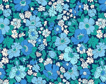 Liberty of London Stoff für Quilting Midnight Garden Kollektion Cosmos Flower Blue B