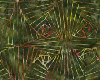 Cotton Batik Fabric Sherwood Tonga Posey Collection by Daniela Stout, Timeless Treasures, Green and Pink