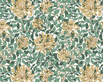 William Morris Fabric, Honeysuckle White, FreeSpirit Leicester Collection, PWWM057.WHITE