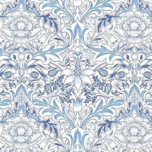 William Morris Fabric, Severne Blue, Wandle Collection, Freespirit