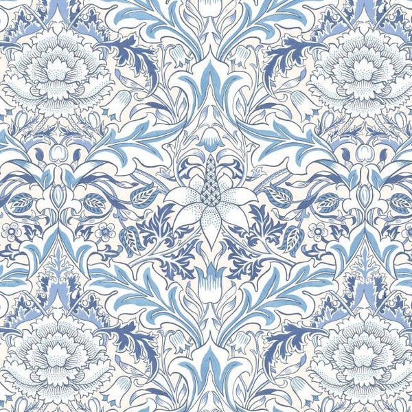 William Morris Fabric, Severne Blue, Wandle Collection, Freespirit