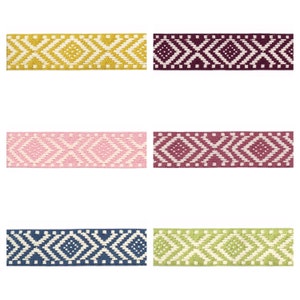 Double Sided Geometric Jacquard Trim Ribbon by the Meter, 3 cm Wide, Embellishment Tape, Choose Color