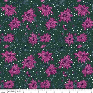 Tessuto per trapuntatura Liberty of London Season's Greetings Poinsettia Rosa/Verde
