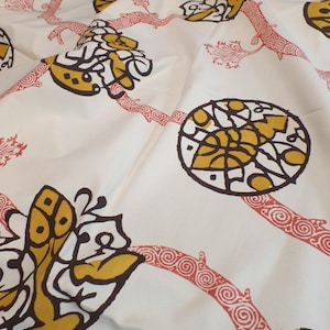 Upholstery Decor Cotton Fabric, Hand Printed, Large Pattern, Curtains, Cushions, Gaston y Daniela 2008 Sri Lanka