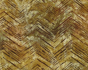 Cotton Batik Fabric Chevron Pattern Gold, Artisan by Lunn Studios for Robert Kaufman