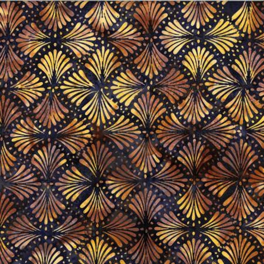 Galaxy Hoffman Bali Batiks Fabric Art Deco Print in Black and Gold, Fat