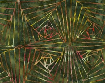 Sherwood Tonga Batik Posey Collection by Daniela Stout, Timeless Treasures Cotton Fabric, Green and Pink