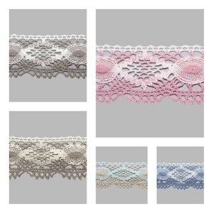 Puntilla Bicolor de Poliéster por Metros, 3cm de Ancho, Borde Ondulado, Varios Colores
