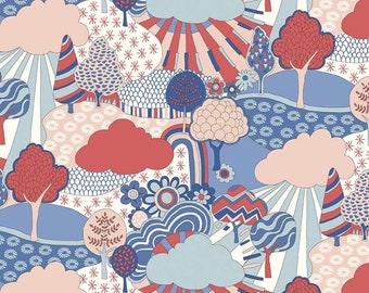 Liberty of London Fabric for Quilting The Carnaby Collection Blue and Red Sunny Afternoon 04775940A