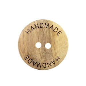 Laser Wooden Buttons with Hanmade Lettering, Two Holes