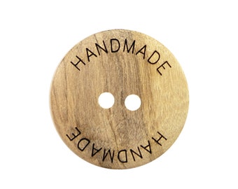 Laser Wooden Buttons with Hanmade Lettering, Two Holes