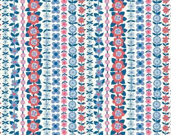 Liberty of London Fabric for Quilting The Carnaby Collection Soho Stripe A Red and Blue 04775943A