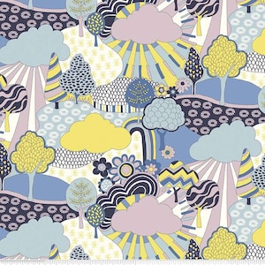 Tessuto Liberty of London per quilting The Carnaby Collection Sunny Afternoon Blue e Yellow 04775940B
