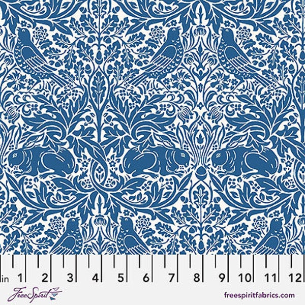 William Morris Fabric, Brer Rabbit Blue, Wandle Collection, Freespirit