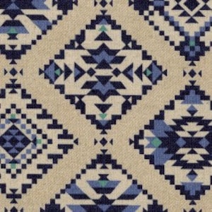 Cotton Linen Canvas Fabric Kokka Japan Boho Style Patch Work in Blue and Cream