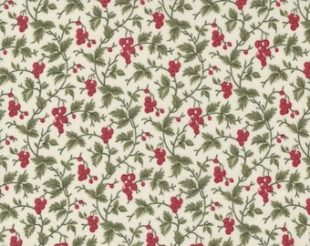 Holiday Fabric, Poinsettia Plaza Parchment White, Bountiful Berries Ditsy Berry Leaf, by 3 Sisters for Moda Fabrics