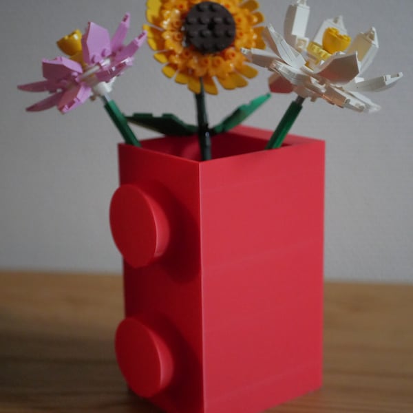 Vase for flowers in LEGO bricks, handmade gift, bedroom or living room decoration