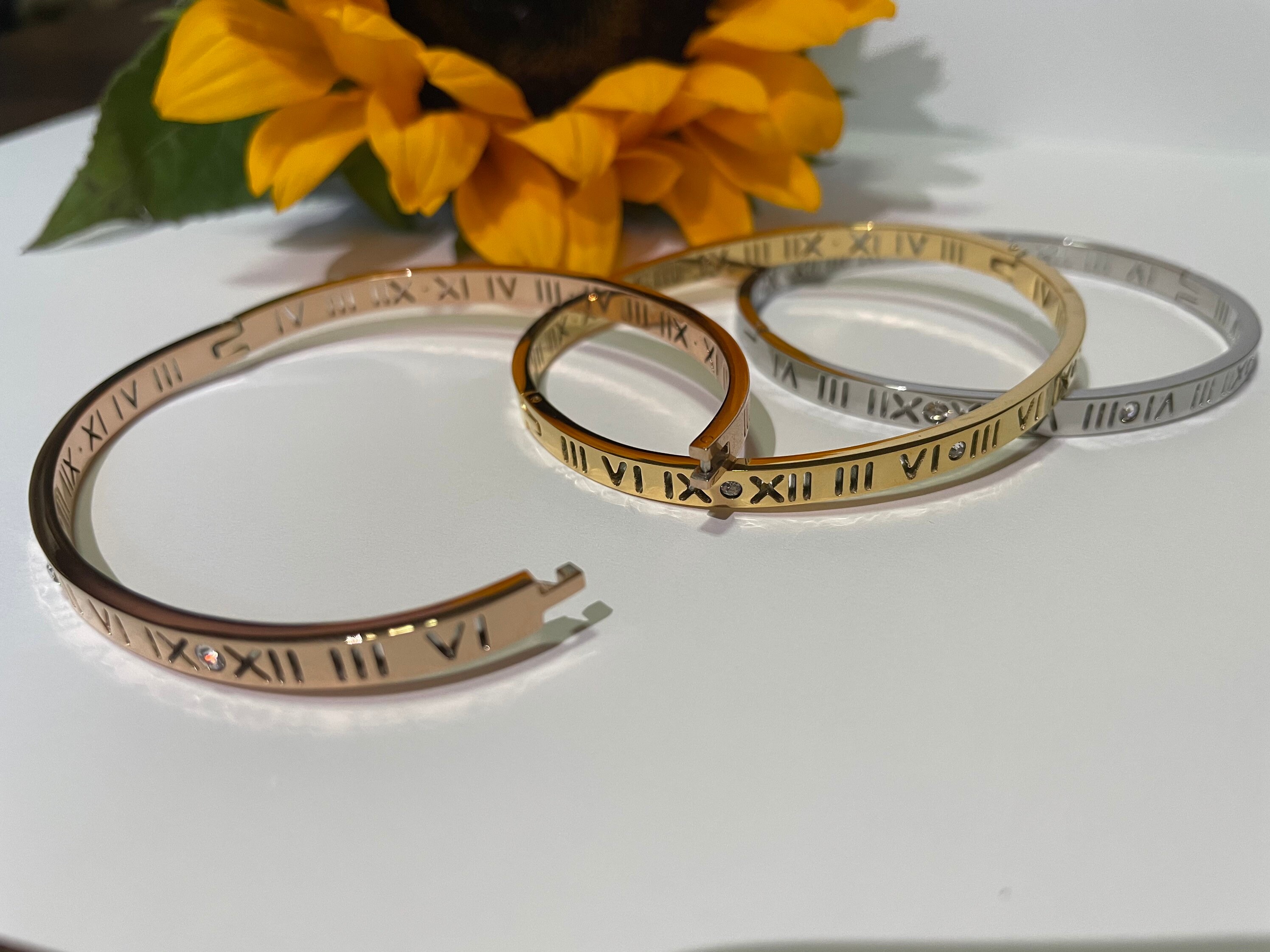 Roman Numeral Bracelet Bangle Bracelet Silver Bangle Etsy