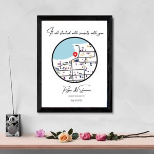 Carte des jalons| Carte personnalisée de notre rencontre| Carte des relations| Carte numérique| Cadeau pour couple| Cadeau d'anniversaire| Carte personnalisée
