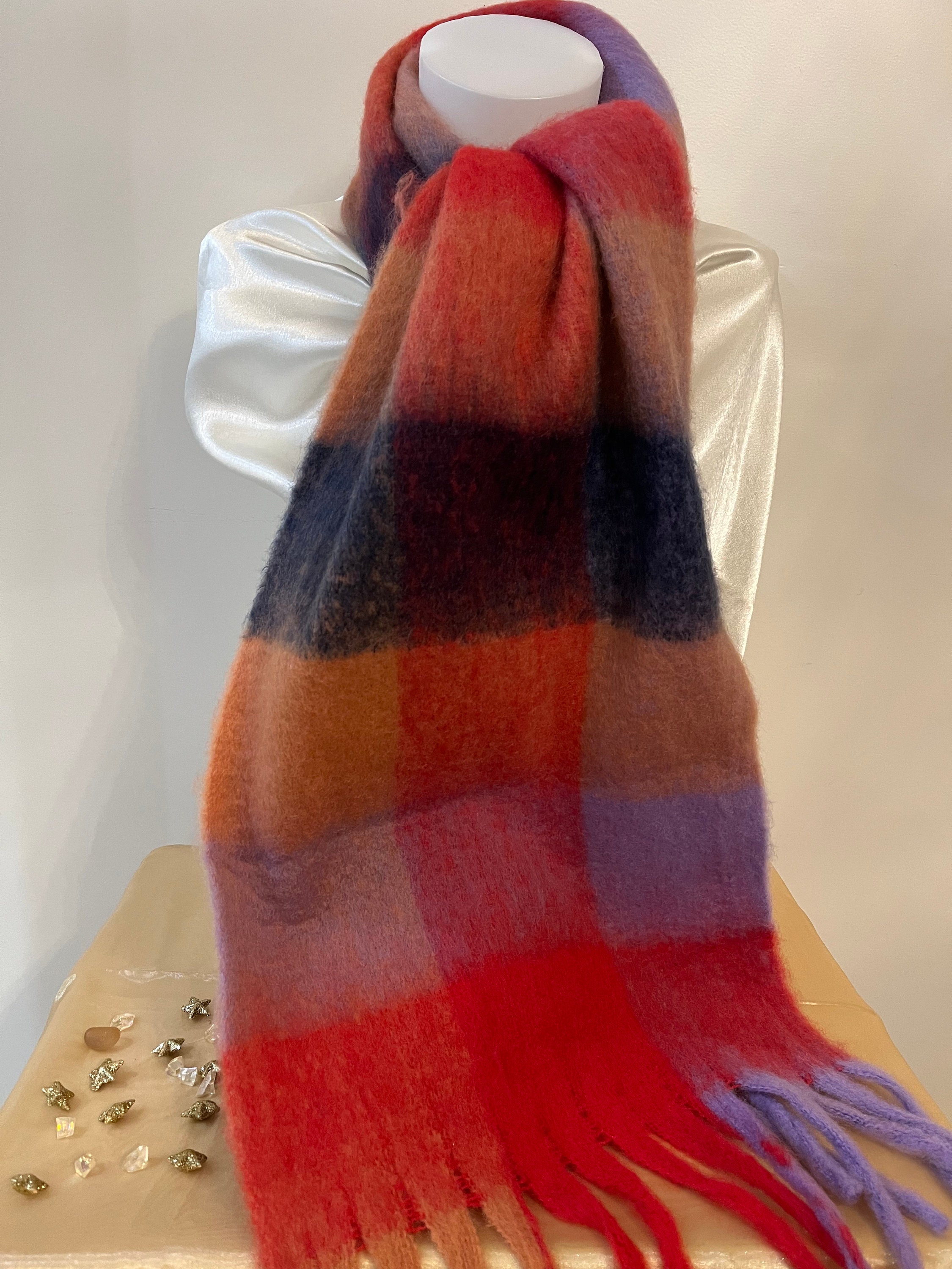 Women Wool Scarf Winter Warm Shawls Cashmere Stoles Wraps Elegant Plaid  Scarves