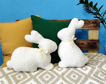 Handmade Sherpa Bunny Pillow: Easter Spring Decor