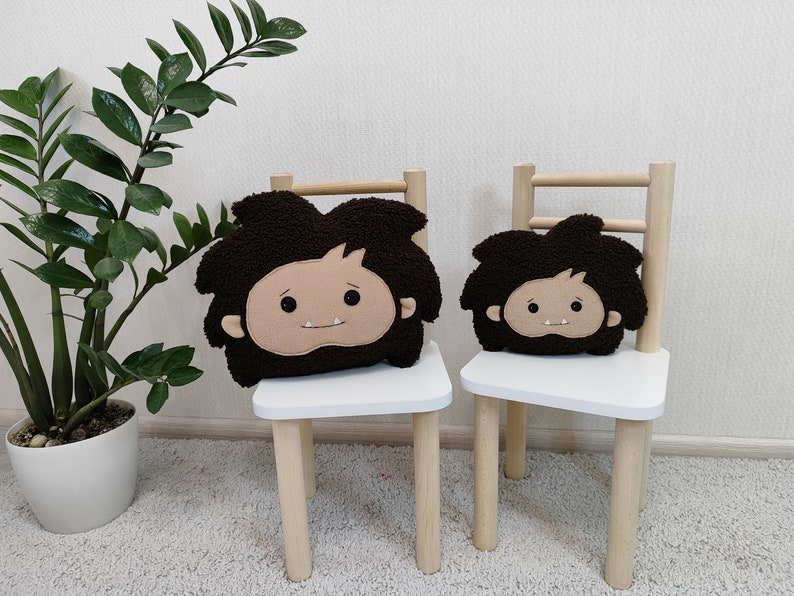Sasquatch pillow sherpa, toy Sasquatch stuffed animal, plush stuffed monster, BigFoot stuffed toy, baby Sasquatch plushie, Sasquatch image 7