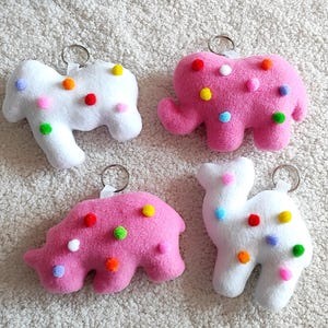 Animal Cookie Keychain set of 4: Handmade Fleece Sprinkled Plushie