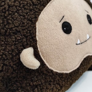 Sasquatch pillow sherpa, toy Sasquatch stuffed animal, plush stuffed monster, BigFoot stuffed toy, baby Sasquatch plushie, Sasquatch image 6