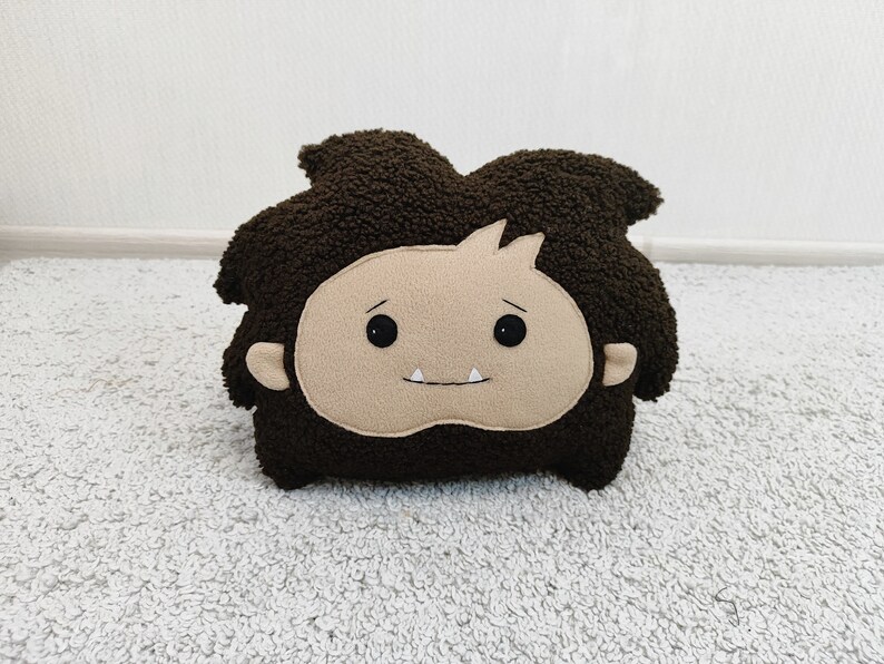 Sasquatch pillow sherpa, toy Sasquatch stuffed animal, plush stuffed monster, BigFoot stuffed toy, baby Sasquatch plushie, Sasquatch image 9