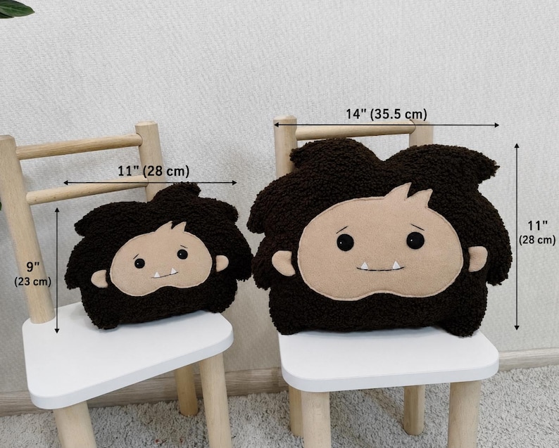 Sasquatch pillow sherpa, toy Sasquatch stuffed animal, plush stuffed monster, BigFoot stuffed toy, baby Sasquatch plushie, Sasquatch image 2