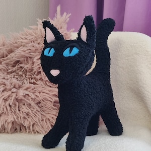 Black cat plush doll, plush toy cat,  Wuss Puss Plush, Coraline's Cat Plush doll, black cat plushie