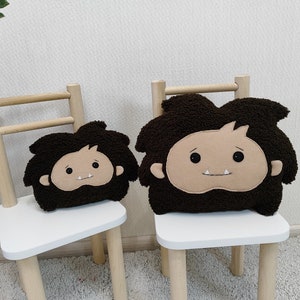 Sasquatch pillow sherpa, toy Sasquatch stuffed animal, plush stuffed monster, BigFoot stuffed toy, baby Sasquatch plushie, Sasquatch image 8
