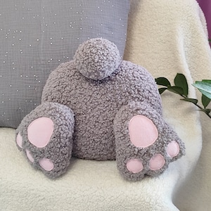 Almohada de trasero de conejo: felpa sherpa, decoración de Pascua y primavera