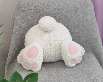 Sherpa Easter decor pillow Bunny butt Rabbit with tail , Easter pillow,bunny butt, soft Sherpa bunny plush, rabbit Easter decor,Spring decor