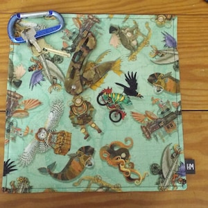 Green Steampunk Print Hank - 2 Sided - 100% Cotton Front, Choice of Backing Fabric