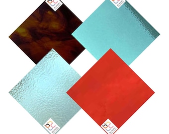 4 Pack Variety Stained Glass Sheet and Mosaic Glass
