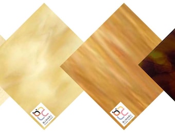 4 Pack Amber Variety Stained Glass Sheet and Mosaic Glass