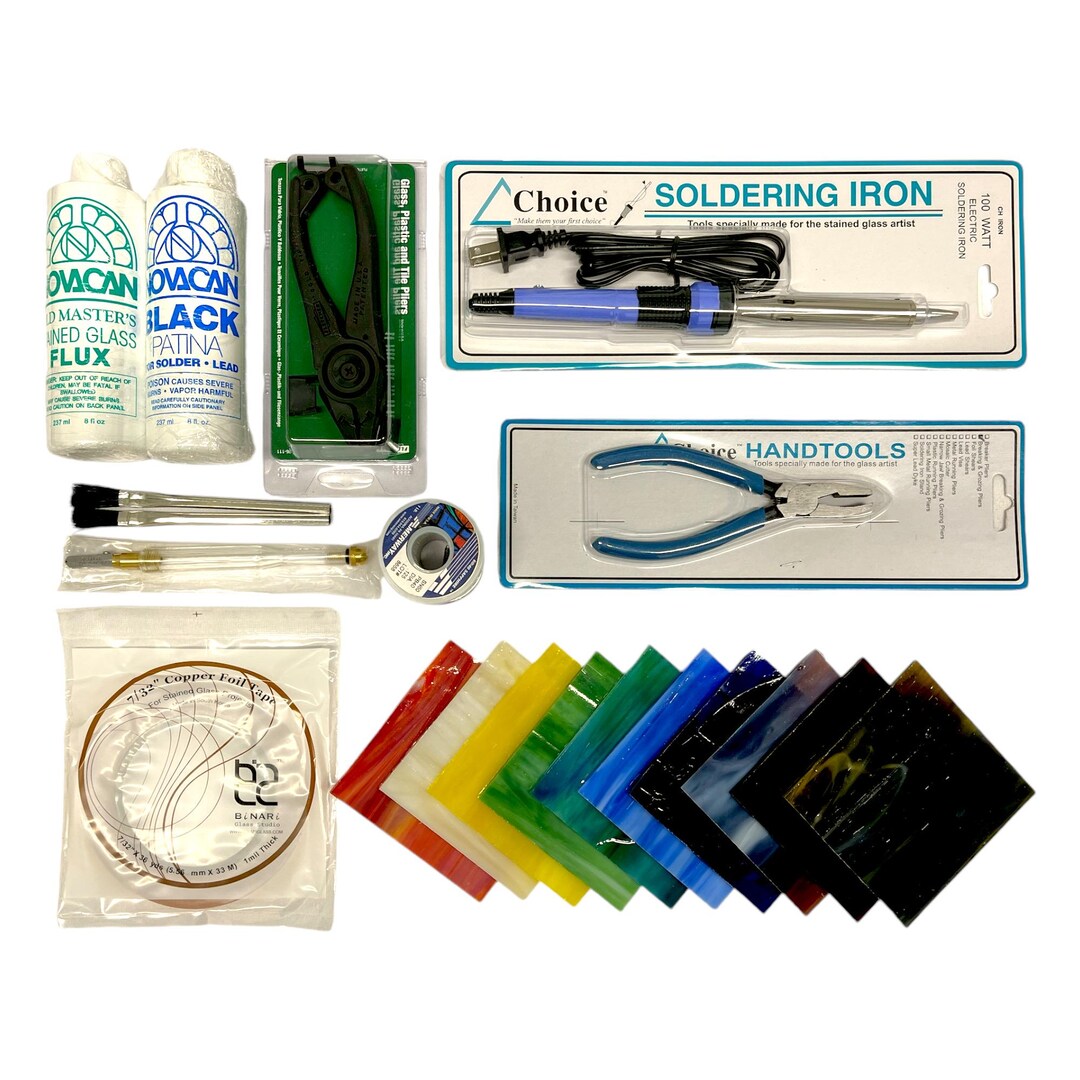 Stained Glass Starter Kit - Complete Set Met Slijpmachine, Soldeerbout & Gereedschap