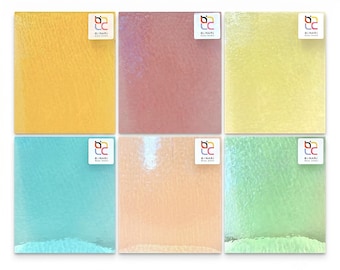 Wissmach Vintage Pastel Stained Glass Pack | 6 Sheets Handcrafted American Glass for Mosaic, Fusing, and Stained Glass Art