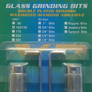2sets 1" Aanraku Twofers 2 bit 100/120 Regular Grit Stained Glass Grinder Bits 