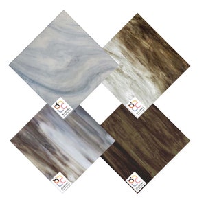 4 Pack Gray Brown Variety Stained Glass Sheet and Mosaic Glass