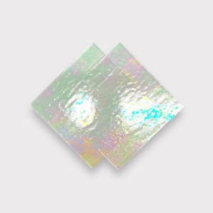 2 Pack Crystal Clear Luminescent COE 96 Fusible Glass Sheets / Mosaic Squares